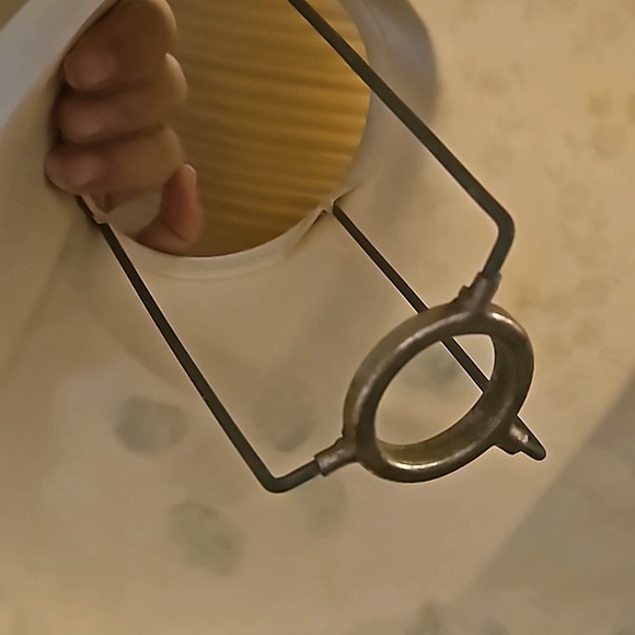 COPY- 40s italy marked (205) 1940s handmade pottery lamp and eyelet shade - Picture 14 of 15